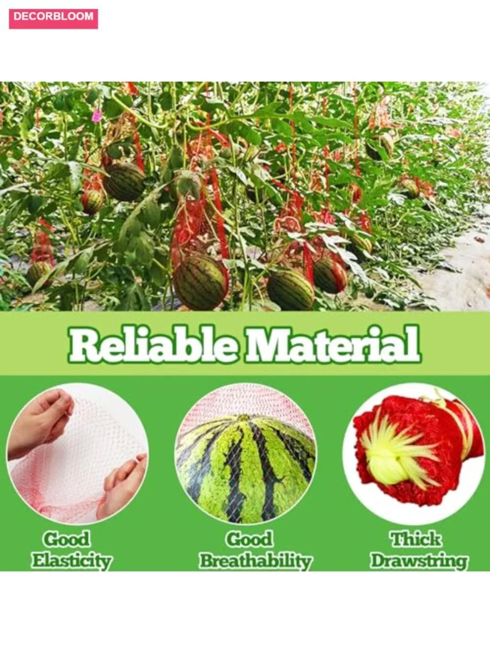 100 Pack 18in Watermelon Nets Reusable Melon Hammock Bags with Drawstring for - Picture 3 of 6